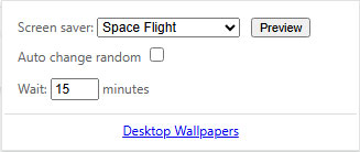 Pop-up window of the Screensaver extension